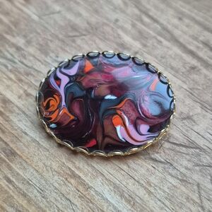 Swirly Enameled Copper Brooch